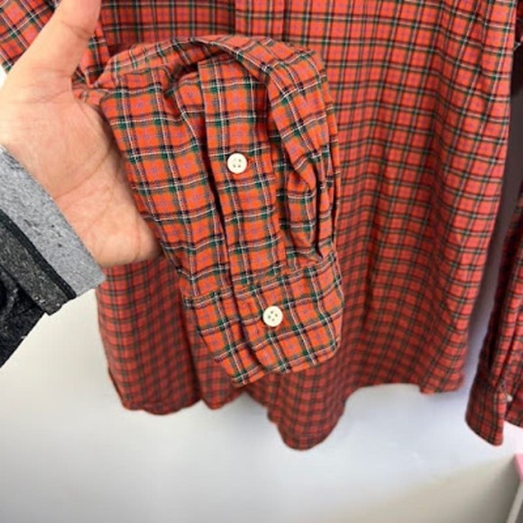 Ralph Lauren Orange plaid classic fit long sleeve button down shirt size Large - Picture 3 of 5
